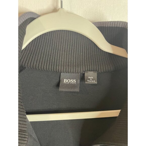 Hugo Boss Black Full-Zip Cotton Jacket With High Collar & Dual Zippers Size XL - Picture 8 of 14